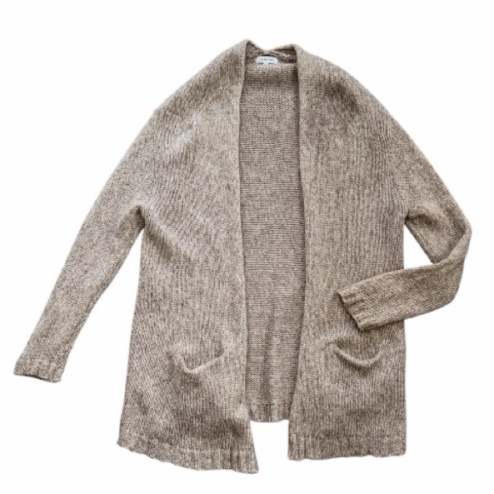 Johnny Was Baby Alpaca Wool Long Cardigan Open Sweater Tan Brown Size Medium